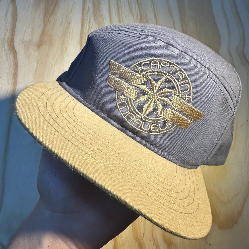 Marvel Captain Marvel Hat Gray Tan Gold Embroidered 5-Panel Snapback Cap OSFM
